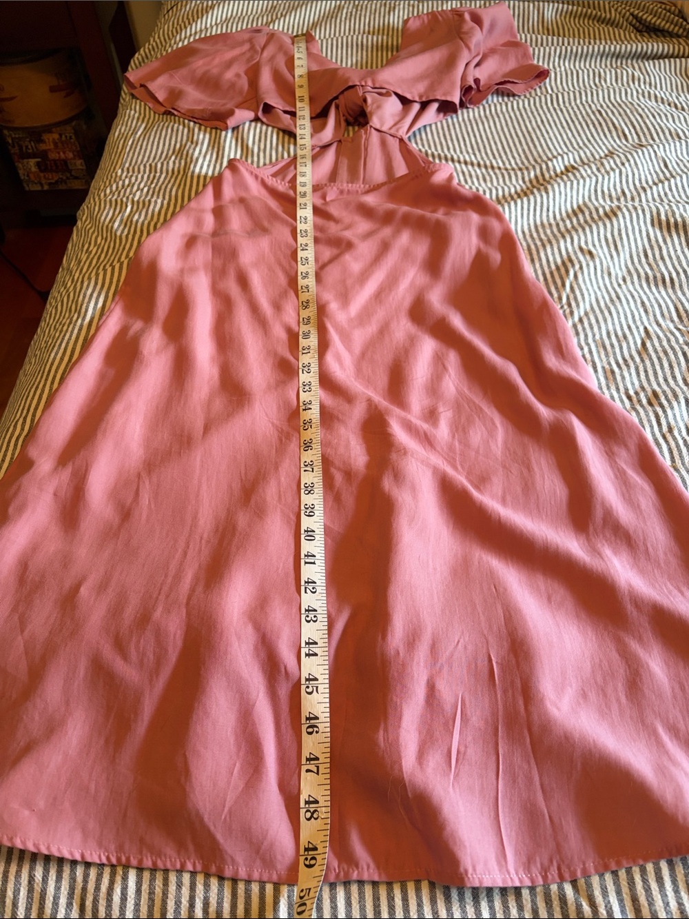 Women's Dusty Rose Tie-Front Button Midi Dress - Picture 7 of 8